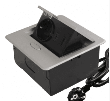 SETE Блок встраиваемый настольный (горизонтальный) 1 гнездо, 1*USB,1 type C серый с кабелем