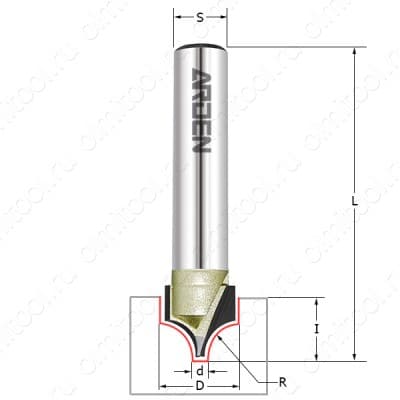 Фреза радиусная Ovolo R=2 D=12*8.4*41 S=8 ARDEN SALE