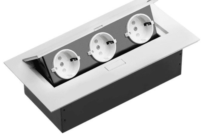 SETE Блок встраиваемый настольный (горизонтальный) 3 гнезда, белый без кабеля