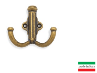 BRD K251MAB.6 Крючок RIGATA LF 2-х рожковый матовая старинная латунь (заказ)