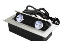 SETE Блок встраиваемый настольный (горизонтальный) 2 гнезда, 1*USB, 1 type C, серый с кабелем