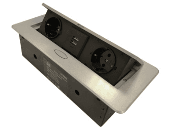 Блок выдвижной горизонтальный с 2 розетками и 2 USB, 225*108мм серый