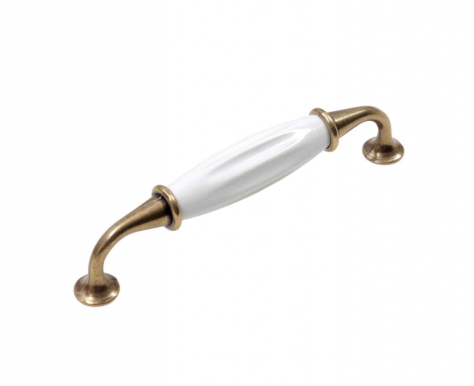 BRD RS110АВ.4/W ручка-скоба 128мм TRINITY старинная латунь/белый (заказ)