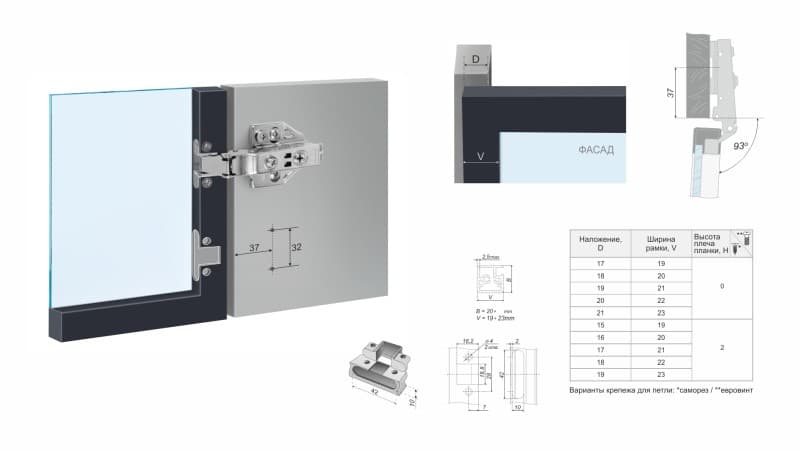 BRD H913A/BN Петля накладная EVO PUSH FRAME S без пружины(без планки)