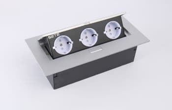 SETE Блок встраиваемый настольный (горизонтальный) 3 гнезда, серый без кабеля SALE