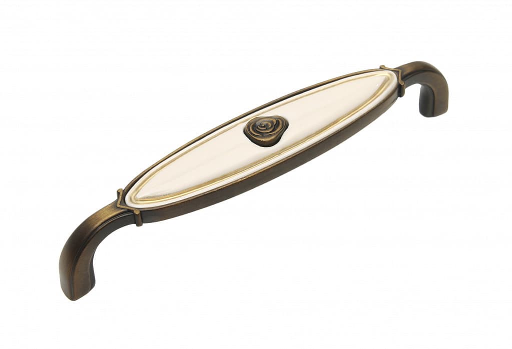 BRD RS111BАВ.4W ручка-скоба 128мм MARTA брашированная старинная бронза/кремовый (снято)